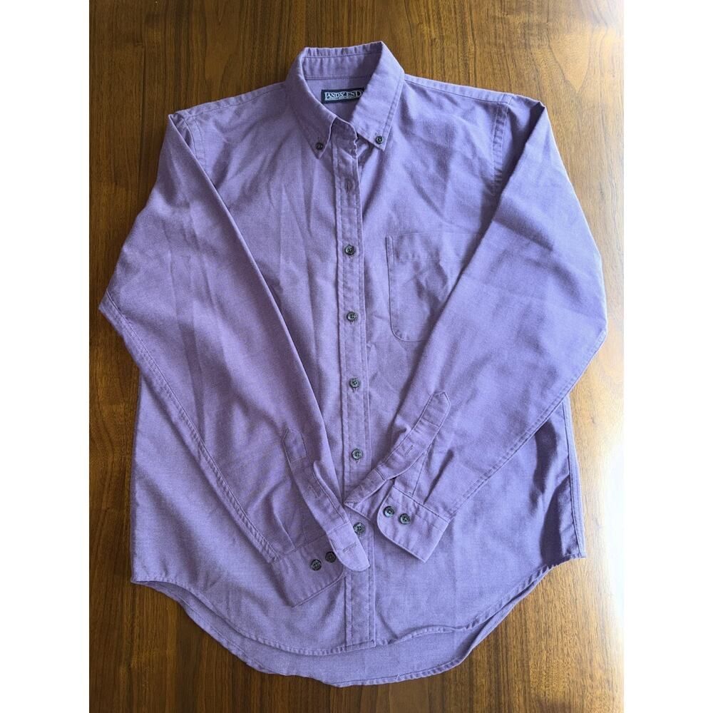 Lands' End Women's Purple Long Sleeve Oxford Button-Up - Size 6